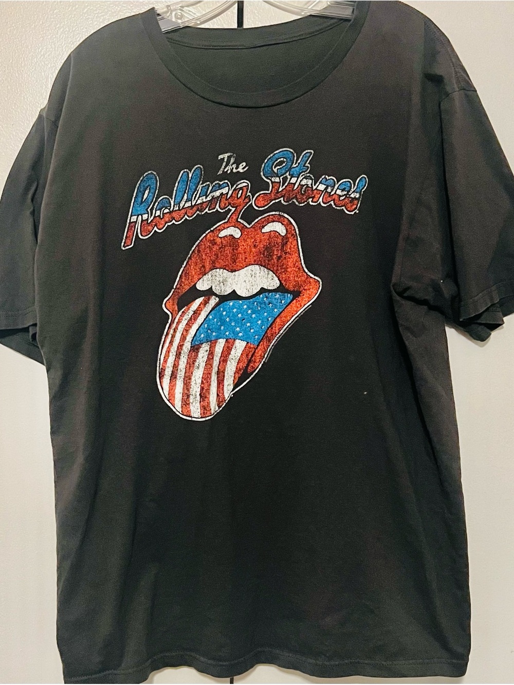 the Rolling Stones Black Tee with Red, White & Blue Graphic Tour of America XXL